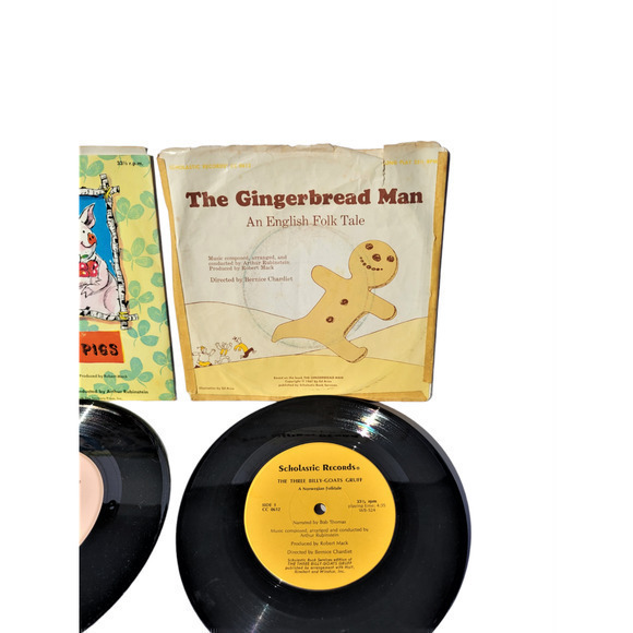 HP Three 3 Vintage Story Records Hi Diddle Diddle, The Three Little Pigs - Picture 6 of 8
